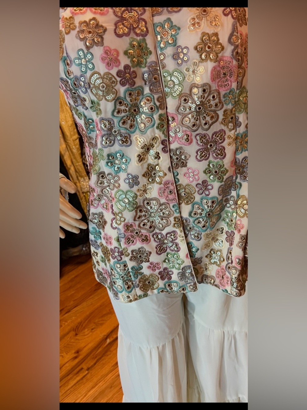 Indowestern embroidered top with palazzo/ Sharara